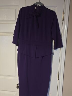 Classic Purple Pencil Skirt with Peplum Top